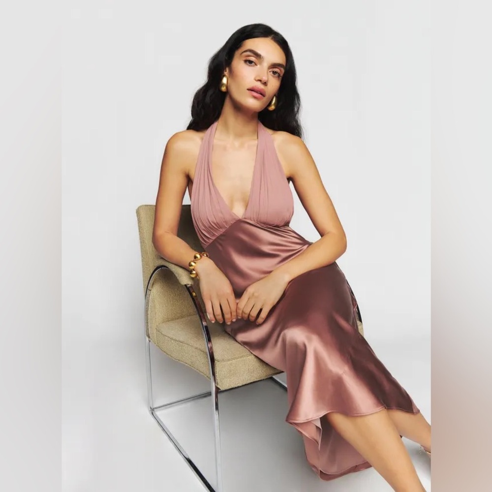 Reformation Wyn Silk Dress in Praline